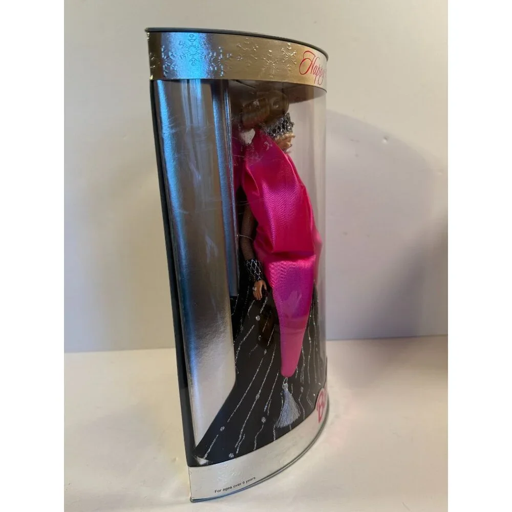 Vintage 1998 Christmas Barbie Happy Holidays Black Crystal Dress Unopened NEW